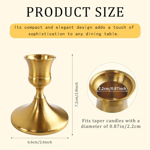4PCS Brass Gold Candlestick Holders Set, Small Decorative Candle Holders for Taper Candles, Vintage Metal Candlestick Holders for Dinning Table Mantel Home Wedding Party Decor - size: 4PC