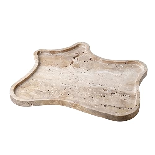 Travertine Tray Vanity Trays for Bathroom, Decorative Trays for Table Coffee Kitchen Home Decor（Large） - size: 13" x 11.8" x 0.7"