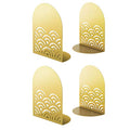 QiMing Ukiyoe Auspicious Clouds Bookends for Books,2 Pair Metal Wavy Pattern Book Holders for Office Shelves Adults & Kids Gift(Gold*2) - color: Gold#2