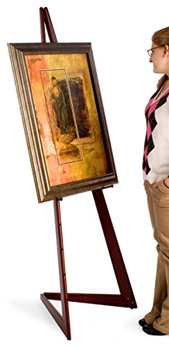 Wooden Bifold Display Easel with 2 Height-Adjustable Pegs, 65"h Floor-Standing Art Easel for Indoor Use - Cherry, Wood - color: Cherry