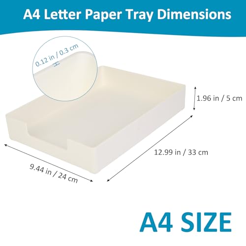 Desk Organizer Tray, 1-Pack A4 Letter-Size Tray, Plastic Printer Paper Holder, Rectangular Desktop Stackable File Holder for Office Supplies School Home, Mail Document Storage Containers (White) - color: White-1 Pack