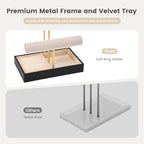 Lolalet Jewelry Holder Tree with Velvet Tray, 4 Tiers Necklace Display Stand Rack with Ring Slots Organizer for Earrings Bracelets Bangles Ring, Valentine's Day Gift -Black - color: Black