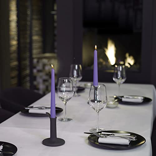 BOLSIUS 10 Inch Purple Taper Candles - 8 Hours Burn Time - Premium European Quality - 10 Pack Unscented Smokeless & Dripless Household Taper Candlesticks - Perfect for Church, Party, & Everyday Use - color: Purple, size: 10 Count