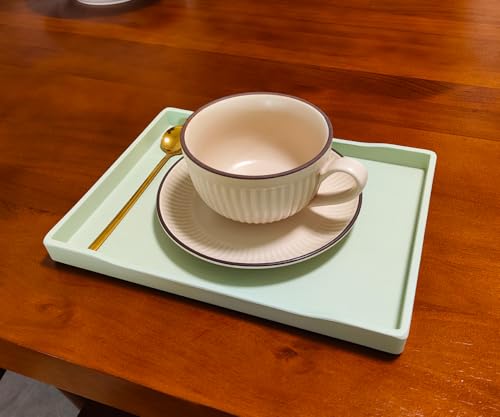 Green Small Serving Tray (9.5 x 7 inch), Countertop Organizer for Bathtub Bathroom Vanity Items, Serving Accessory, Coffee, Drinks, Tea, Party, Spa, Perfume and Display Use. - color: Green-1 Tray, size: 9.5" x 7" x 0.8"