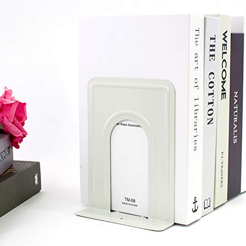 Book Ends, Metal BookEnds Heavy Duty bookend (White 5 Pair) - color: White, size: 5 Pair