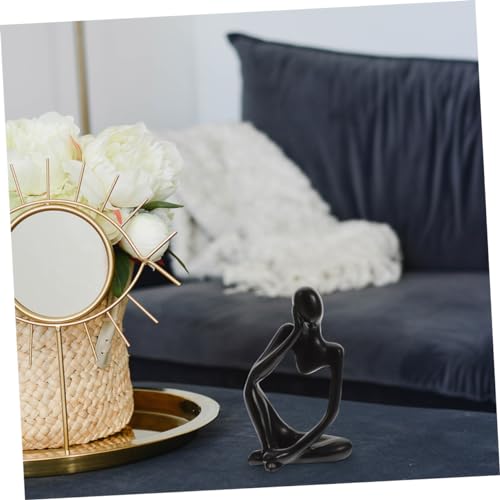 Unomor 3pcs Abstract Thinker Statue Set Modern Resin Sculpture for Office and Home Decor Decorative Figurines for Living Room and Bookshelf Accents