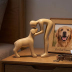 Dog Sculpture & Man Statue - Cute Home Decor Accents, Sandstone Dog Decor for Shelf, Office & Living Room, Thoughtful Memorial Gift for Pet Lovers