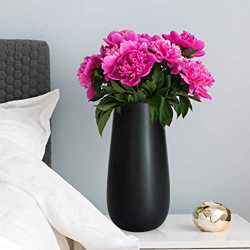 D'vine Dev 10 Inch Ebony Black Elegant Oval Ceramic Vase for Flowers, Home Décor Vase with Design Box, VS-LD-B-5 - color: Ebony Black, size: 10 Inch