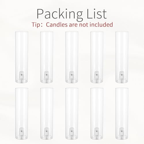 Glass Hurricane Candle Holder: 11.8" Tall Candlestick Holder Bulk with Cylinder Windproof Cover Set of 10 Clear Taper Candle Holders for Wedding Party Birthday Christmas Decor - size: 11.8" H - 10 Pcs