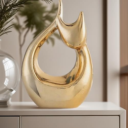 Abstract Golden cat Statues Home Decor, Ideal Decor for Home, Office, or Café. Perfect for Shelf, Living Room, or Desk Display Unique Gift for Cat Lovers & Art Collectors - style: Abstract