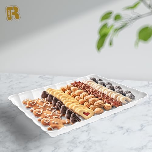 6 Pack White Serving Tray - 9 x 13 Inch, Heavy Duty White Serving Trays and Platters for Party - Premium Serving Platters - color: White