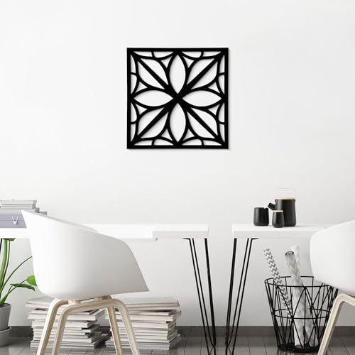 GlintHome Black Metal Wall Art - Minimalist 3D Textured Abstract Sculptures Wall Art for Bedroom Office Living Room Garden Bathroom Home Decor - color: Black-008, size: Small