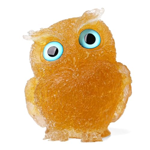 LAIDANLA 2.4" Citrine Owl Figurine Natural Healing Crystal Cute Owl Animal Statue Pocket Sculpture Reiki Spiritual Energy Gemstone Home Office Room Desk Decor Gifts - color: L-citrine