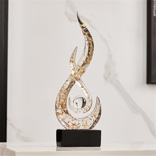 AWNR Abstract Art Deco Decor Statues for Home,Shelves,Table,Living Room, Dining Room,Modern Sculpture Decoraciones of Homes for Sale (Transparent Gold) - color: Transparent Gold