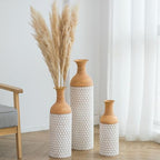 Sziqiqi Rustic White Floor Vases Set of 3-27/20/16in Metal Extra Large Vase for Dried Flowers Shabby Chic Oversized High Vases Standing Antique Terracotta Farmhouse Vase for Pampas Grass Twigs Wicker - style: Large White Vases