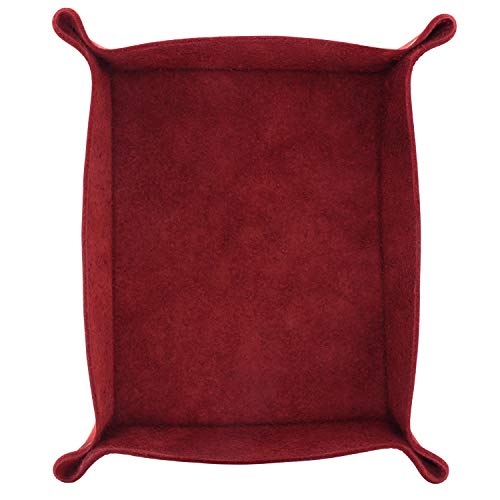 Londo Genuine Leather Tray Organizer - Practical Lightweight Water Resistant Computer Table Desk Storage Box for Wallets, Watches, Keys, Coins, Cell Phones and Office Equipment - color: Red