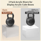 3 Pcs Acrylic Risers for Display, Acrylic Cube Box Food Display Risers Stand Shelf for Catering Dessert Collectibles Jewelry Figures Party (Silver3pc) - size: Silver 3pcs (6",7",8")