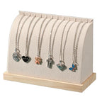 Cambered Necklace Display Stand with Flannelette Soft Mat Wood Jewelry Organizer Tabletop Display Holder for Necklaces, Choker Pendant (Beige) - color: Beige