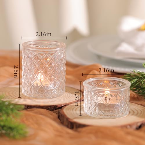 NITIME Assorted Votive Candle Holders Set of 24, Clear Glass Candle Holder in Bulk, Tea Light Holders for Wedding Table Decor, Party & Home Decoration, Fits Standard Votives & Tea Lights - color: Clear