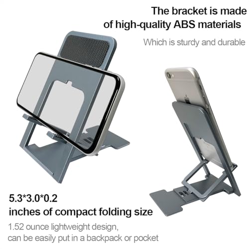 POQOD Ultrathin Cell Phone Stand for Desk, Fully Foldable Phone Holder for Desk Compatible with iPhone 16 15 14 13 12 11, Nintendo Switch, All Phones, (Grey) - color: Grey-Ultrathin