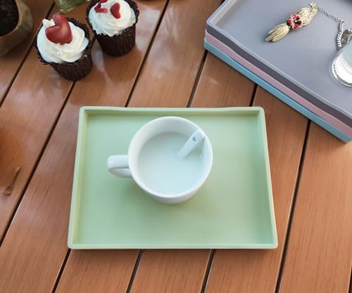 Small Green Mini Serving Tray (8.5 x 6.3 inch) for Serving Accessory, Spa, Coffee, Drinks, Wine, Tea, Bar, Party, Seasoning, Perfume or Display Use. - color: Green-1 Tray, size: 8.5" x 6.3" x 0.8"