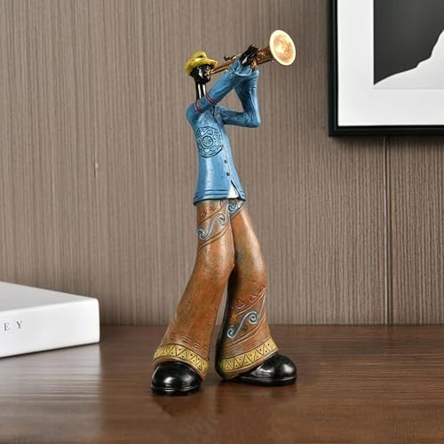 Vintage jazz band decorative sculpture,western band sculpture,creative musician decoration,abstract figure ornaments,suitable for living room,wine cooler,bookshelf,entryway,etc. (trumpet player) - color: Trumpet Player