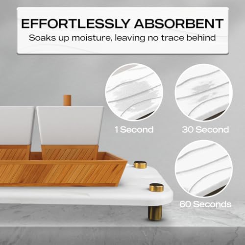 2-Piece Water Absorbing Stone Tray Set – Fast-Dry Diatomite Soap Trays for Bathroom & Kitchen Sink, Gold Finish - color: Gold