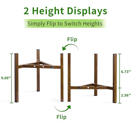 Airpark Adjustable Plant Stand Indoor, Metal Mid Century Modern Plants Stands, Stable Plant Holder Indoor Outdoor Corner, Fit 8 9 10 11 12 inch Pots,Brown Wood-Grain (Pot & Plant Not Included) - color: Brown Wood-Grain