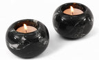 Marble Tealight Candle Holder 3.5-Inch Black Stone Votive Holder for Table Centerpieces & Earthy Aesthetic Decor, Candle Holder for Wedding Gifts for her - size: 3.5''