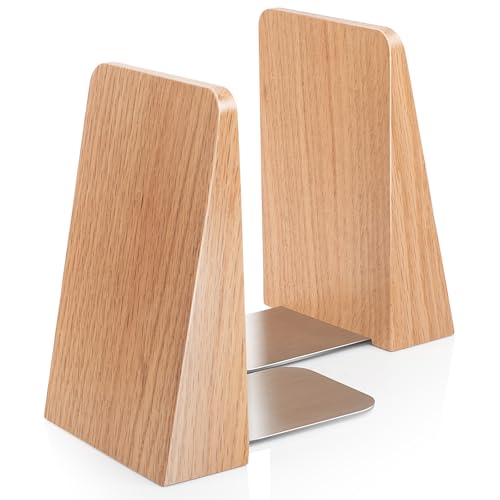 DRELIFAM Red Oak Book Ends Heavy Duty Handmade Book Ends for Shelves Decorative Bookends to Hold Heavy Books (Red Oak Small) - color: Small Red Oak Wood