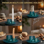 Palo Santo Sticks Holder, Multi-Purpose Handmade Ceramic Incense Burner for Palo Santo Incense Sticks, Sage Holder for Burning, Ash Catcher Tray for Meditation Yoga Room (Blue) - color: Blue