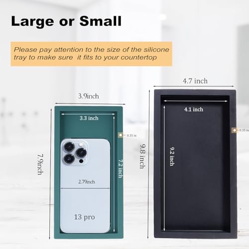 Small Silicone Bathroom Vanity Tray Rectangle Soap and Sponge Holder Kitchen Sink Organizer for Scrubber, Lotion Bottles, Perfume, Jewelry, Candle, Key Trinket Ring, Turquoise - color: Turquoise, size: 7.9" x 4.0"