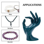 Hand Jewelry Display Holder, Dark Green OK Shaped Hand Ring Jewelry Organizer for Earring, Ring, Watch, Bracelet Storage, 3.93 x 2.75 x 6.69 Inches - color: Dark Green