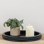 Creative Co-Op Farmhouse Decorative Round Wood Tray with Hobnail Edge, Black - color: Black, style: Tray