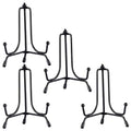 Mocoosy 4 Pack Improved Anti-Slip Plate Stands for Display, 4 Inch Plate Holder Display Stand, Picture Frame Holder Stand, Black Iron Easel Stands for Photo, Decorative Plate and Tabletop Arts - size: 4 Inch