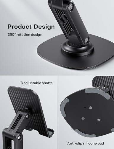 OMOTON Cell Phone Stand for Desk, 2 Pack Adjustable Foldable Phone Holder, 360 Swivel Mobile Stand Fit for iPhone 17 16 15 14 13 Pro Max and All Smart Phones, Black & Black - color: Black & Black