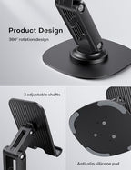 OMOTON Cell Phone Stand for Desk, 2 Pack Adjustable Foldable Phone Holder, 360 Swivel Mobile Stand Fit for iPhone 17 16 15 14 13 Pro Max and All Smart Phones, Black & Black - color: Black & Black