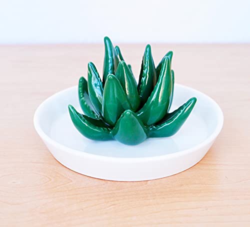 PUDDING CABIN Succulent Ring Holder Dish Cactus Gift for Women Birthday Gift for Mom Friend Bridesmaid Wedding Christmas Valentines Housewarming Gift, Decorative Cacti Decor for Home Gifts - style: Succulent