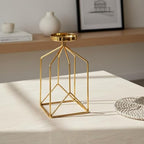 Qianly Iron Art Candle Holder Romantic Atmosphere Nordic Candlestick Minimalist Geometric Metal Candlestick for Candlelight Dinner, Living Room, Black, M