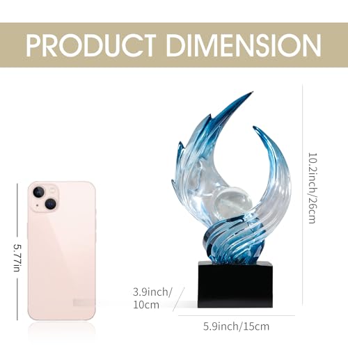 Modern Abstract Resin Sculpture, 11" H x 5.1" W Transparent Navy Blue Art Statue for Home Decor, Office Desk Living Room Bookshelf TV Stand Centerpiece Decorations, Unique Gift Idea - color: A-transparent Navy Blue