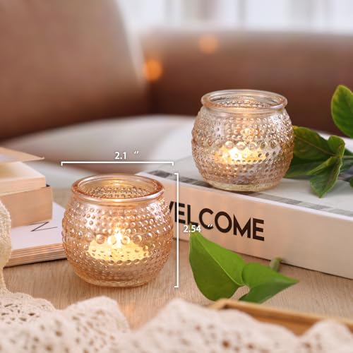 16 Pcs Gold Tea Light Candle Holders, Round Votive Candle Holders with Polka Dot Embossed, Gold Table Centerpiece for Weddings, Home Decor, Baby Shower, Special Occasions - color: Gold
