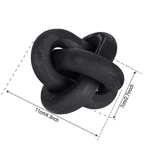 Jlong Wood Knot Decor, 3-Link Wood Chain Link Coffee Table Decor, Small Shelf Decor Accents, Hand Carved Modern Farmhouse Boho Wooden Knot Decorative Chain Wood Decor for Living Room Bedroom Office - color: Black