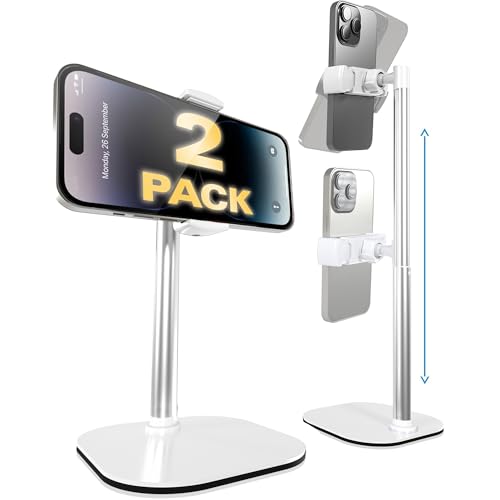 COOPER ChatStand, [Gift Family Pack], Adjustable Cell Phone Stand for Desk, Phone Stand for Recording, iPhone Holder, Small Tripod for iPhone, Fits Samsung, Android Smartphones, (Frost White, 2-Pack) - color: x2 Pack - All White
