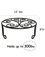 2 Pack Iron Plant Stand Low Profile,13 Inch Diameter Wide Round Metal Flower Stand for Indoor Outdoor Large Plants, Short Heavy Duty Display Holder for Wide Pots, Patio Garden Home Decor,Rustproof Matte Black(2 Pack 13 Diameter 5 inches Tall Black) - colo