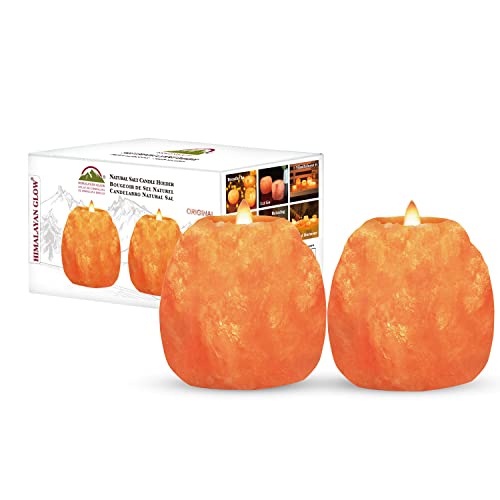 Himalayan Glow Salt Candle Holders, Home Décor Gift – Pink Salt Candle Lamp - 2 Pack - size: Pack of 2