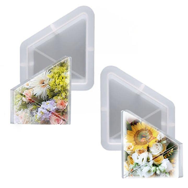 2Pcs Large Bookends Silicone Mold Epoxy Resin Molds for Books Stoppers Desktop Organizer Flower Preservation DIY Resin Crafts Wedding Gift - color: 2 trapezoid bookend mold