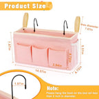Lilithye Bedside Organizer with Fixed Straps and Water Bottle Holder for Home, College, Dorm, Bunk, Hospital, Crib, Bed Rails - Pink - color: Pink