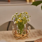Gold Hurricane Candle Holder with Crystal Accents & Windproof Glass Lid - Elegant Gold Pillar Candle Holder for Wedding, Dinner & Party Table Decor - size: Medium