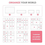 HOUSE DAY Makeup Drawer Organizer Trays 17 PCS, 4-Size Clear Drawer Organizers with Silicone Pads, Vanity Organizers and Storage, Non Slip Plastic Drawer Organizer for Desk, Bathroom, Kitchen, Office - size: 17 Pcs