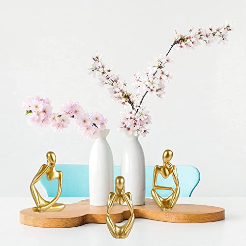 3 Pcs Gold Thinker Statue Sculpture Home Decor, Resin Abstract Art Golden Figurines, Mini Boho Tiny Accents for Modern Living Room Office Book Shelf Coffee Table Decoration Set of 3,(gfshg-gv2)